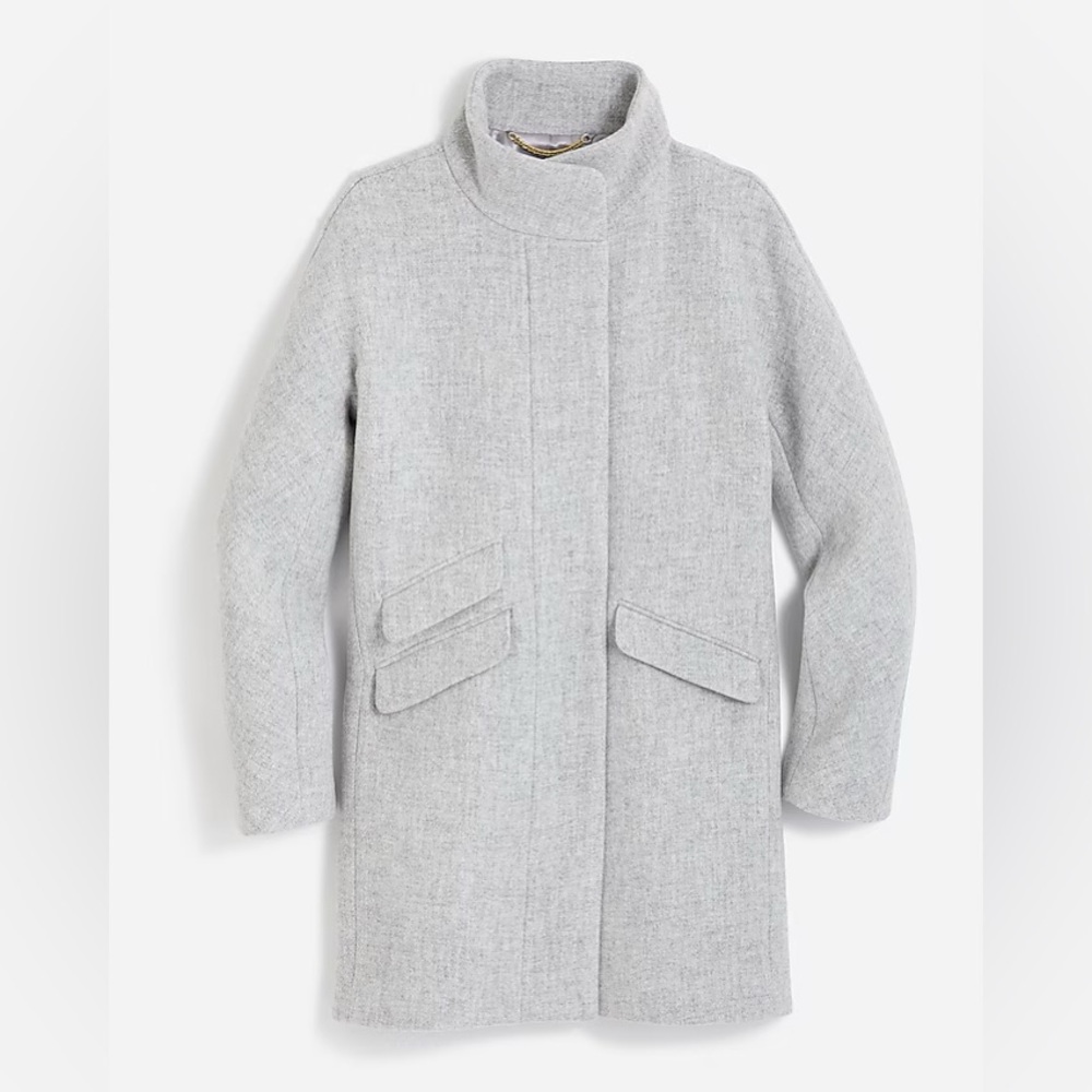 J. CREW Cocoon coat in Italian stadium-cloth wool blend Heather Dusk Grey 00 NWT